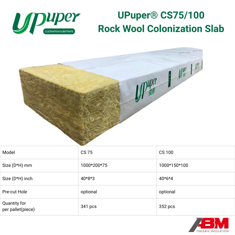 Upuper® CS Series Colonization Slab Commercial Greenhouses Cultivation Strip Agricultural Rock Wool Rectangle Grow Slabs