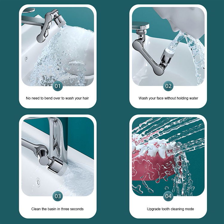 Sanipro Bathroom Accessories Universal 1080 Robotic Arm Swivel Tap Extension Bubbler Adapter Sink Faucet Extender Aerator