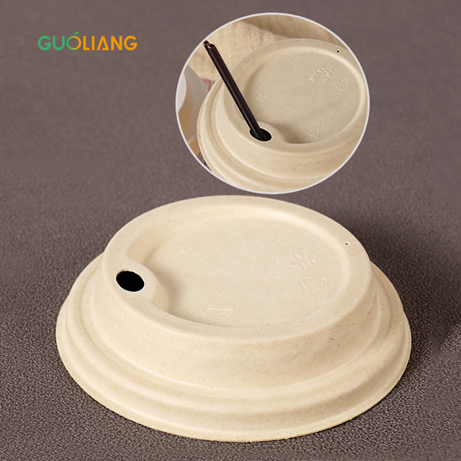 Бамбуковая бумажная чашка с крышкой, с печатью