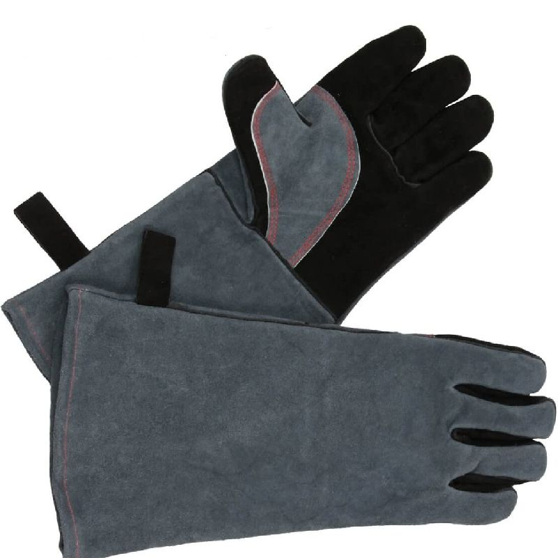 Premium Cowhide Leather BBQ Mittens for Heat Protection