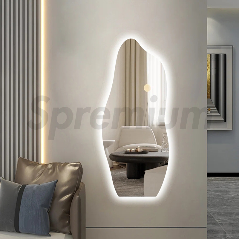 Irregular Frameless Backlit Wall Mirror Home Decor Vanity Mirror with LED Light
