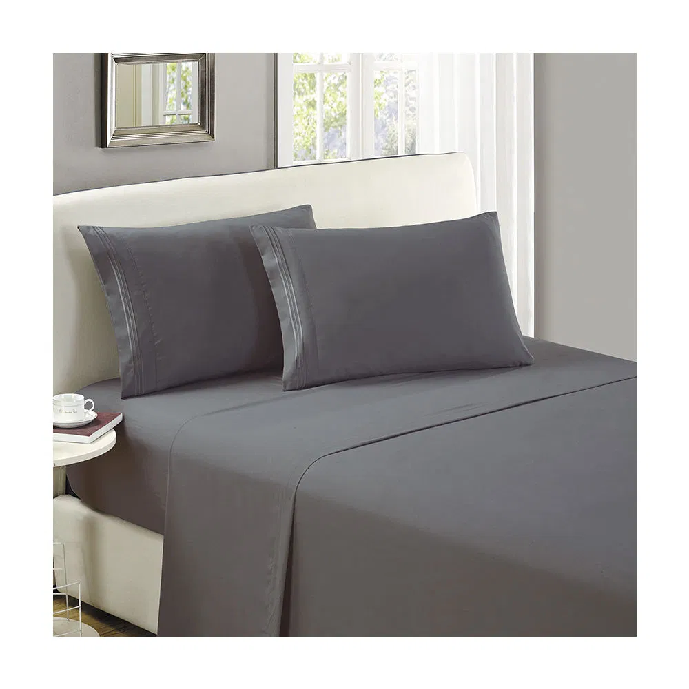 Luxury and Comfortable Microfiber Sheet Set, Well Brushed and Soft, Grey Color with Piping King Size Hotsale Online and Offline
