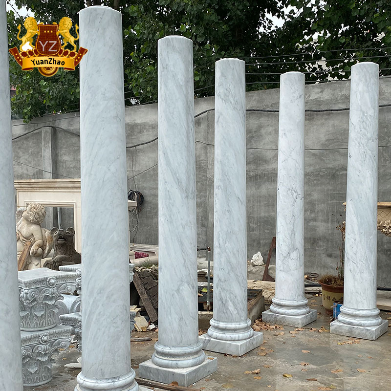 Hand Carved Natural White Marble Roman Column Stone Carving Pillar Marble Columns