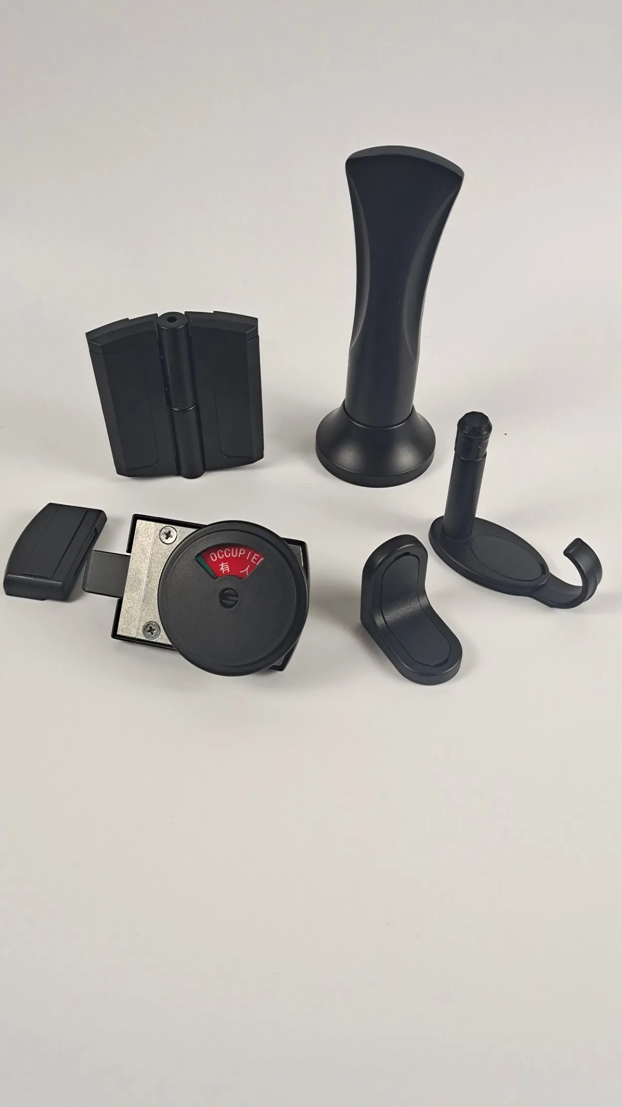 Black One Side Toilet Cubicle Adjustable Leg