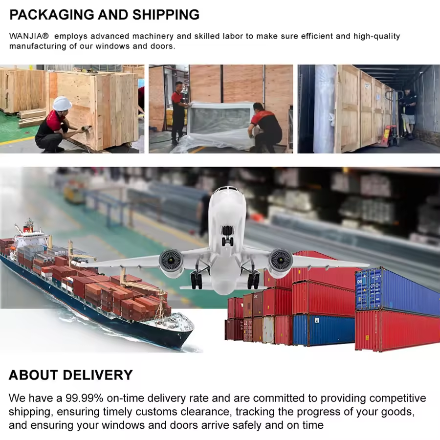 Wanjia Customized House PVC Sliding UPVC Double Glazed Sliding Doors