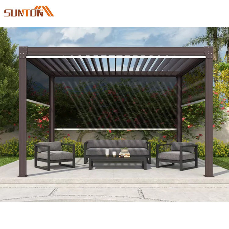 Luxurious Garden Sunshade Opening Louvered Roof Systems Outdoor Patio Cover Waterproof Aluminum Pergola with Sliding Glass Door