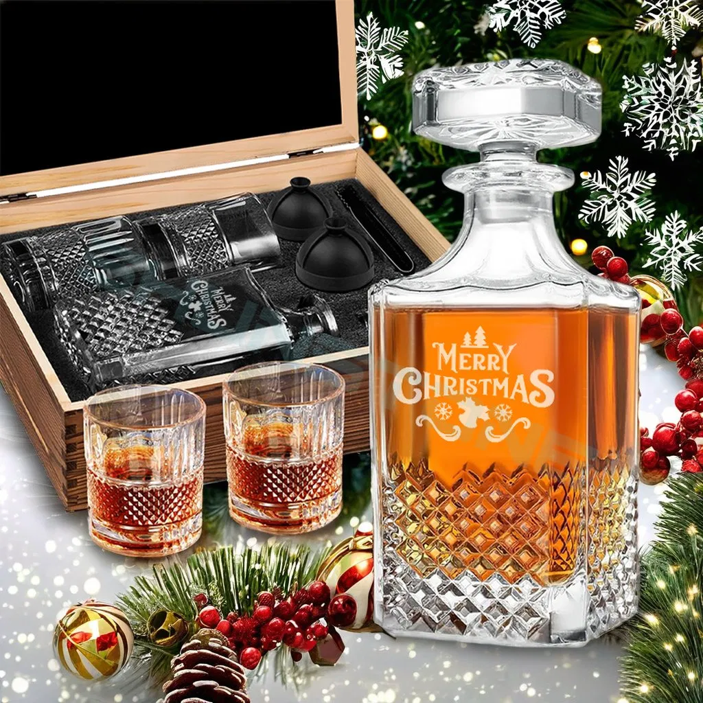 Shunstone Custom Engraved Whiskey Decanter Set Personalized Whiskey Christmas Promotion Barware Gift Set for Whiskey Lover