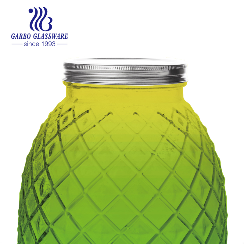 New Hot Selling Fashion Glass Beverage Dispenser with Tap Glassware Jar Juice Pineapple Shape