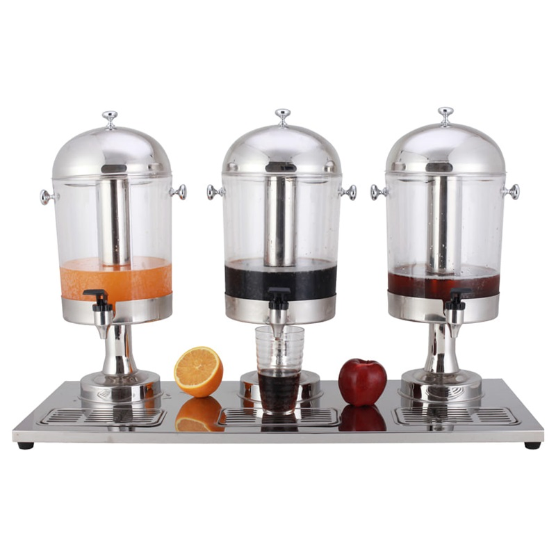 Hotel Stainless Steel 3 Compartment Drink Fruit Juice Dispenser
