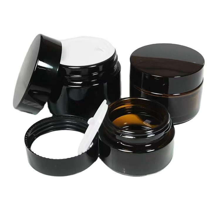 Cosmetic 10g 15g 30g 50g Amber Glass Jar with Lid Skin Care Packaging Container