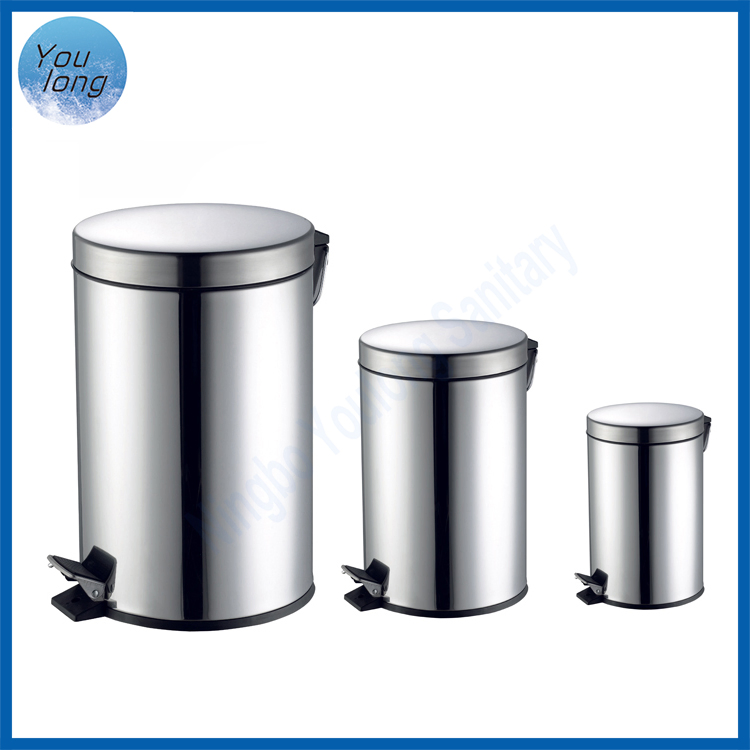 8L Stainless Steel Sturdy Pedal Bin Office Dustin Waste Bins