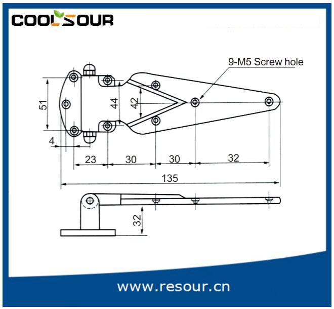 Cold Room Door Hinge, Surface Mount Hinge, Dh-1432/Cx-1432, Yl-1432