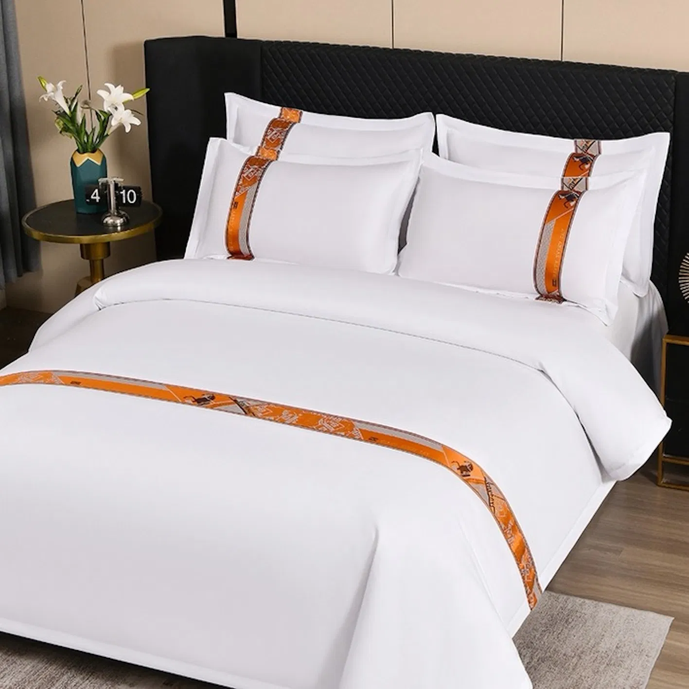 ODM/OEM 140g Microfiber Encrypted Ribbon Quilt Cover Pillowcase Hotel Guesthouse Bed Set Sanding Bed Sheets Guangdong 4PCS Bedding Set