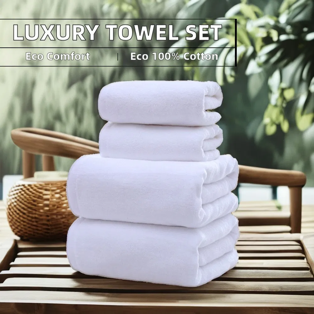 Logo Custom Wholesale Supply 100 Pure Cotton White Hotel SPA Bath Towels