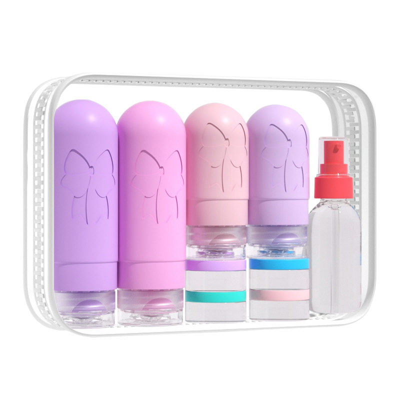 Portable Cosmetic Body Wash Shampoo Squeezed Empty Silicone Bottle Set for Travel