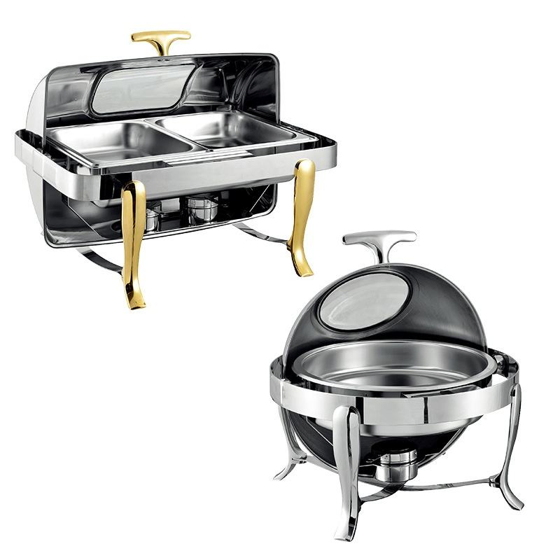 Hotel Commercial Buffet Restaurant Stainless Steel Tableware Utensils Electric Heating Breakfast Warming Buffet Stove Food Metal
