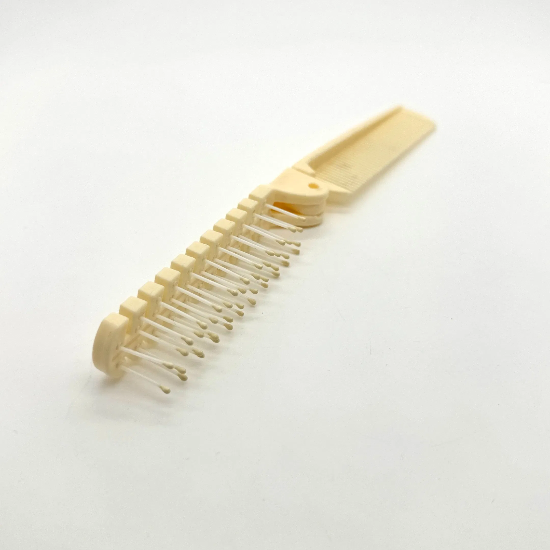 Beige Plastic Double Toothed Folding Comb 07