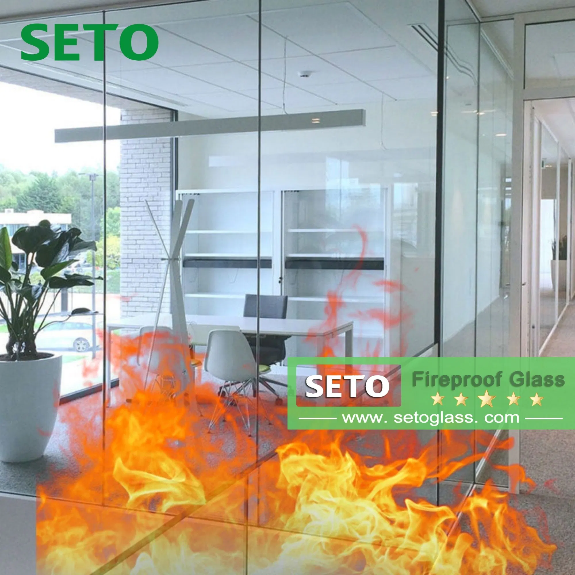 Custom Door Window Glass Building Partition Fire Insulation China Factory Fireproof Glass