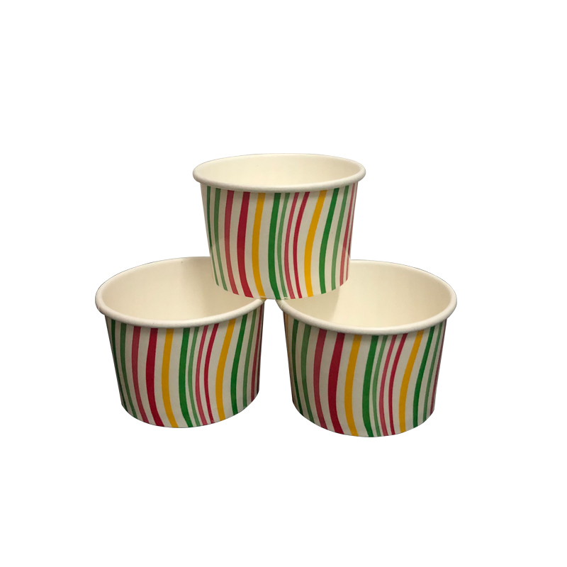 Customer Printed Disposable Paper Ice Cream Cup with Lid Frozen Yogurt Cup