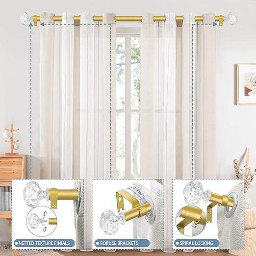 Rustic Curtain Rod, Dual Curtain Rod with Easy Installation