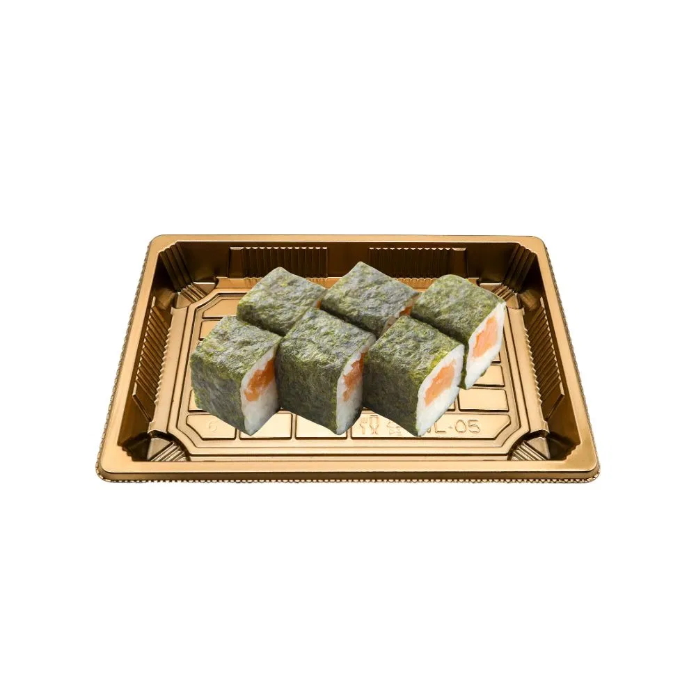 Custom Gold Black Color Plastic Takeout Food Container Rectangular Takeaway Food Packaging