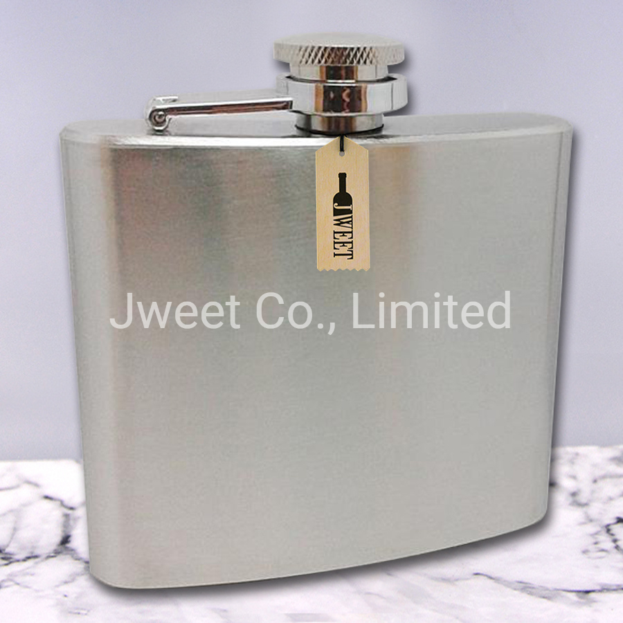 Custom Logo Flat Square Metal Alcohol Bottle Spirits Hip Flask