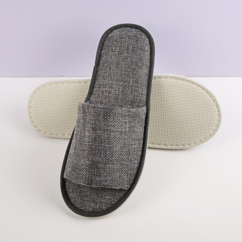Hotel Flax Plush Slippers Disposable Inns Home Slippers Non-Slip Thickened Printed Logo