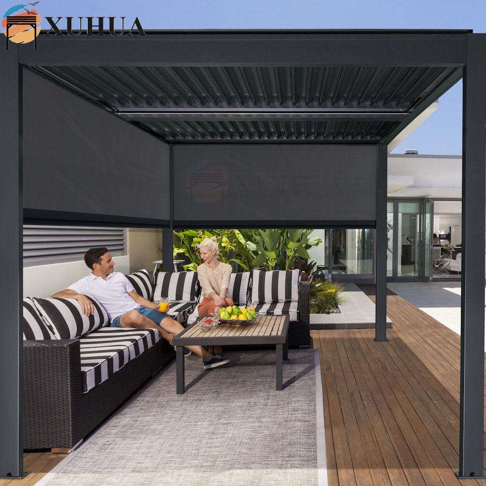Xuhua Factory Customized Modern Electric Outdoor Motorised Windproof Waterproof Aluminum Zipper Screen