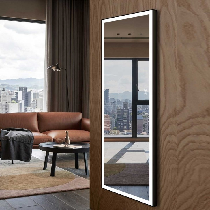 LED Mirror Full Length Dressing Rectangle Large Bedroom Living Room Mirror with Touch Button Dimmable Lighting