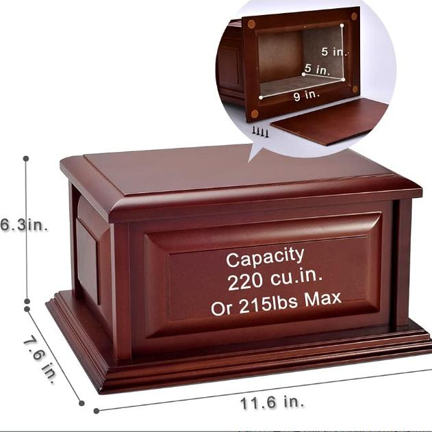 Wood Casket Urn Solid Wood Funeral Casket Coffin Box Cremation Urn