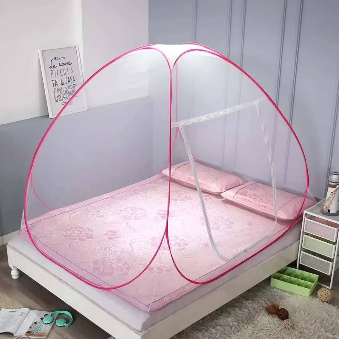 Single/Twin/Queen/King Foldable Bedroom Square Roof Large Space Yurt Mosquito Net Folding Installation Free Household Simple Folded Pop up Mosquito Net Bedding