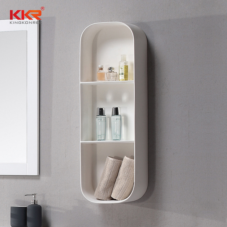 Kkr Black Solid Surface Shower Shelf Wall Mount Bathroom Shelf Niche