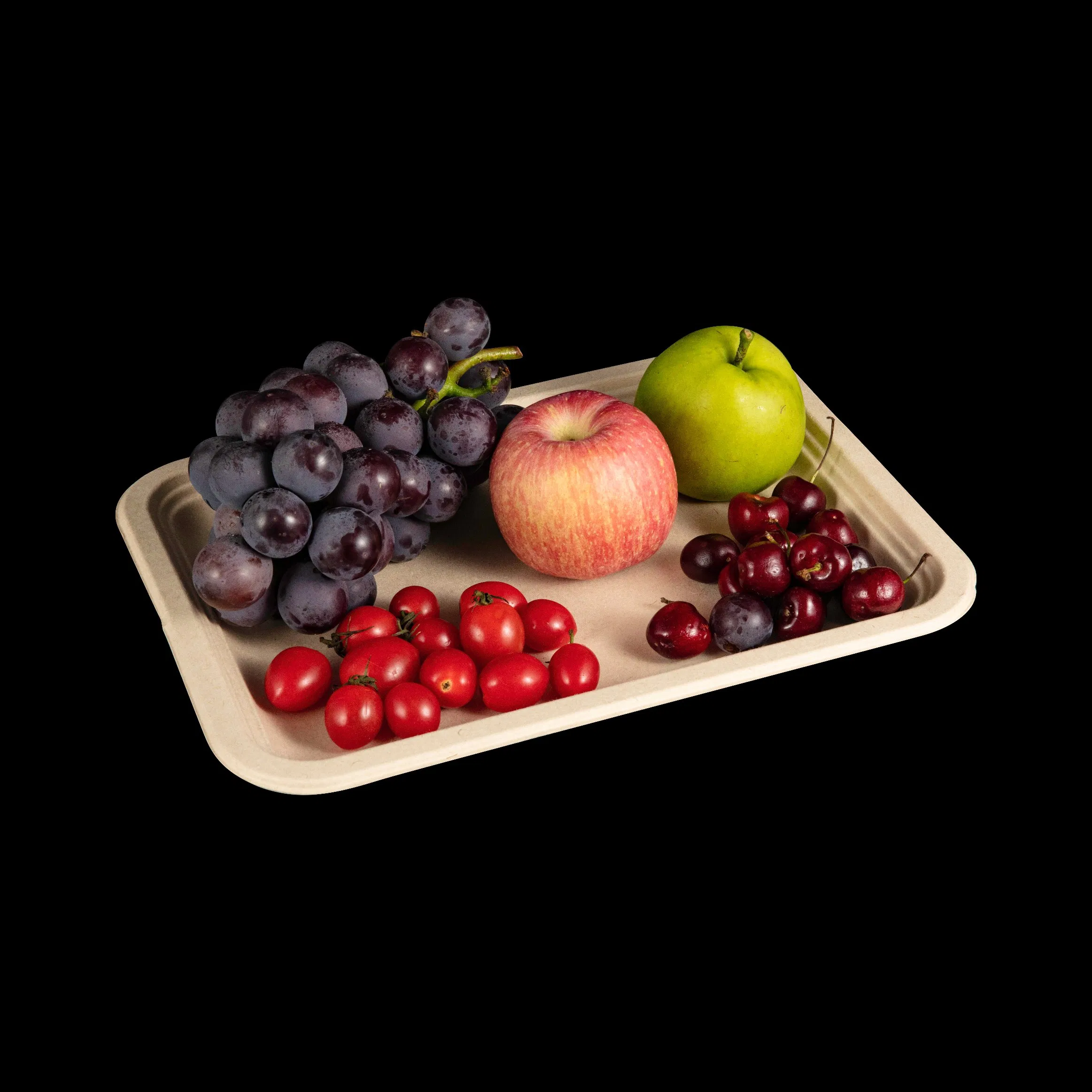 Eco 3 4 Compartment Divided Square Round Sugarcane Pulp Bagasse Disposable Biodegradable Compostable Tableware Plate