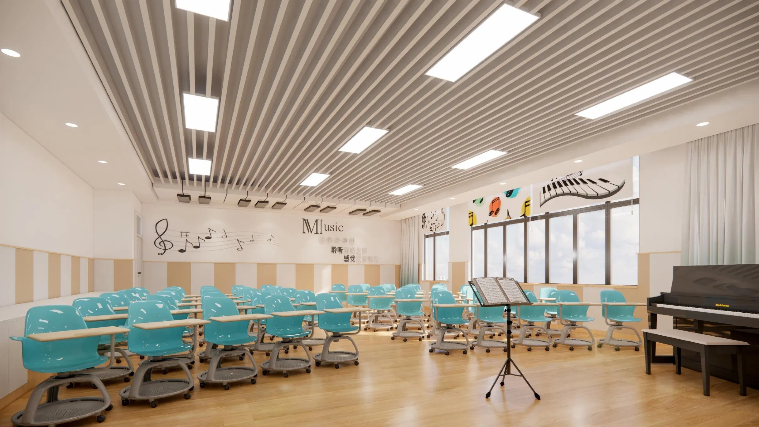 Fashion Design Soundproof Fiberglass Acoustical Panel False Ceiling Baffle Panels