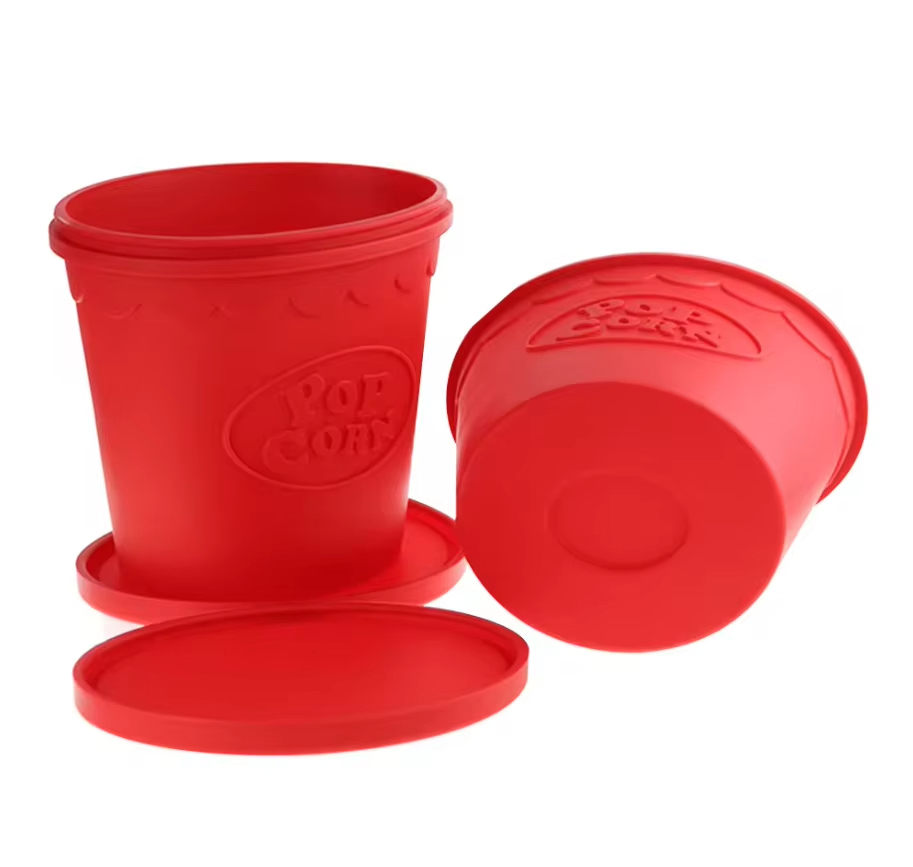 High Quality Custom Classic Style Eco-Friendly Silicone Custom Popcorn Bucket Plastic for Home Microwave Popcorn Maker Bucket