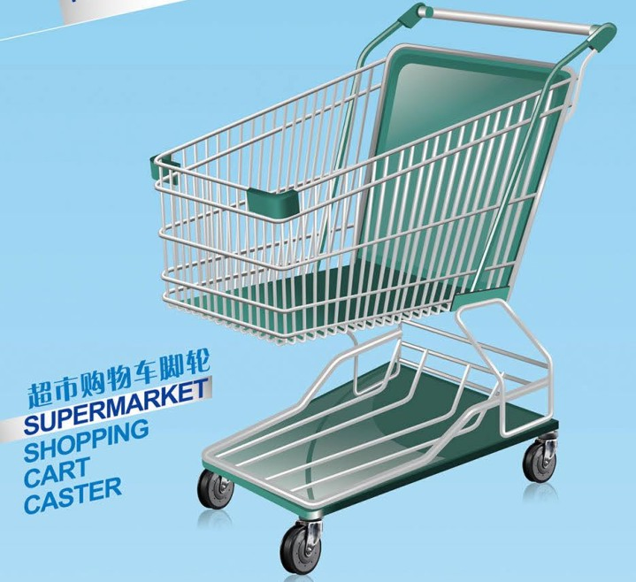4 Inch Shopping Cart Caster with TPR Wheel Screw Stem Swivel Style in Wholesale Price