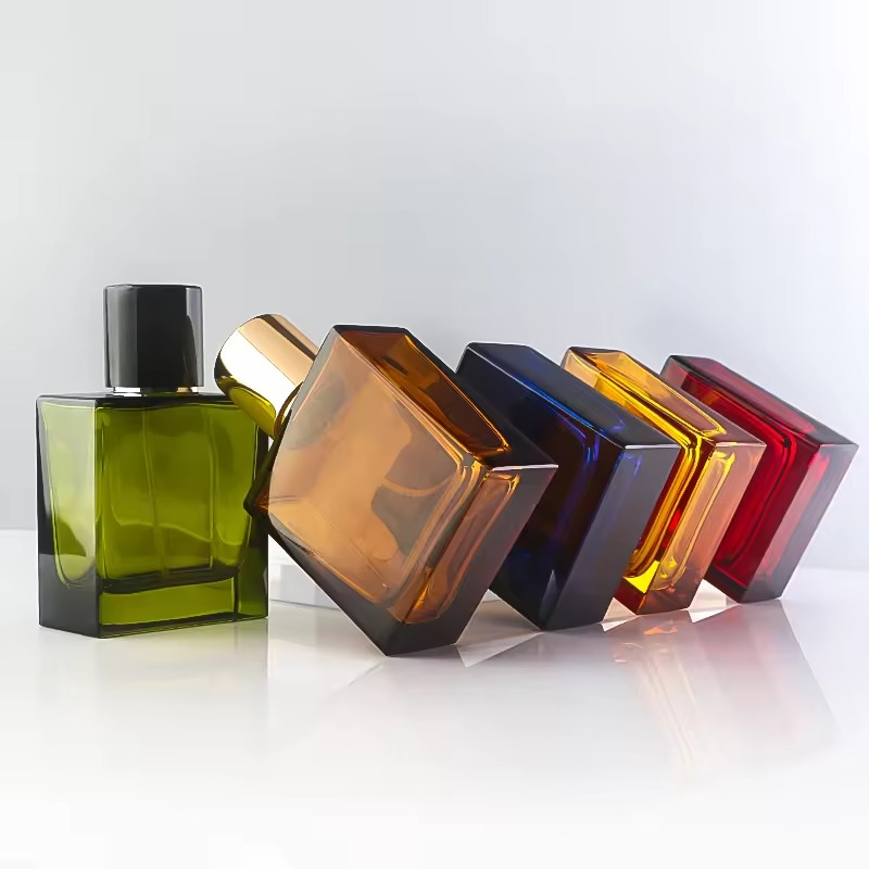 Luxury Polished 50ml Fragrances Bottle Crimp Nozzles Custom Rectangle Glass Perfume Bottle with Magnet Cap
