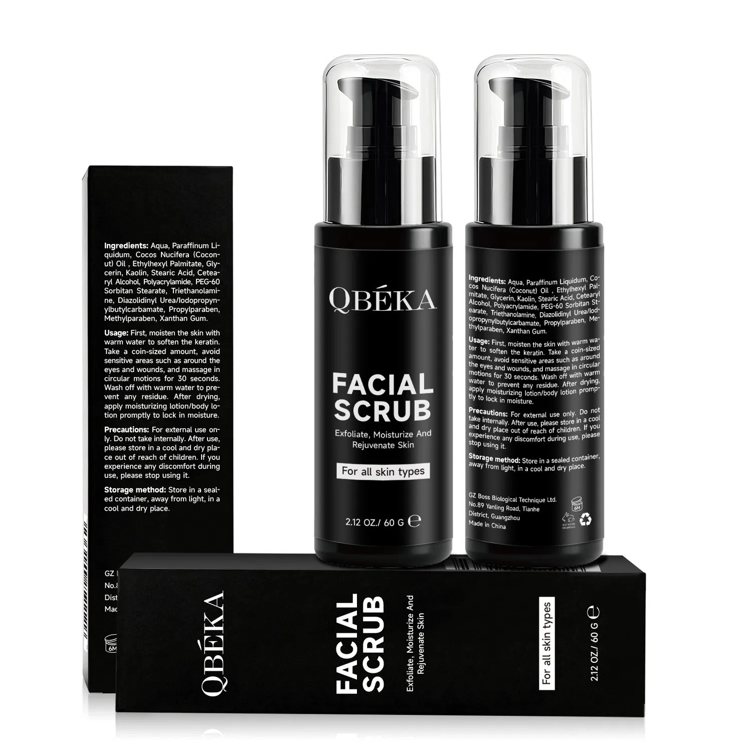Qbeka Exfoliating Face Scrub for Men - Deep Clean Pore Minimizer & Blackhead Remover