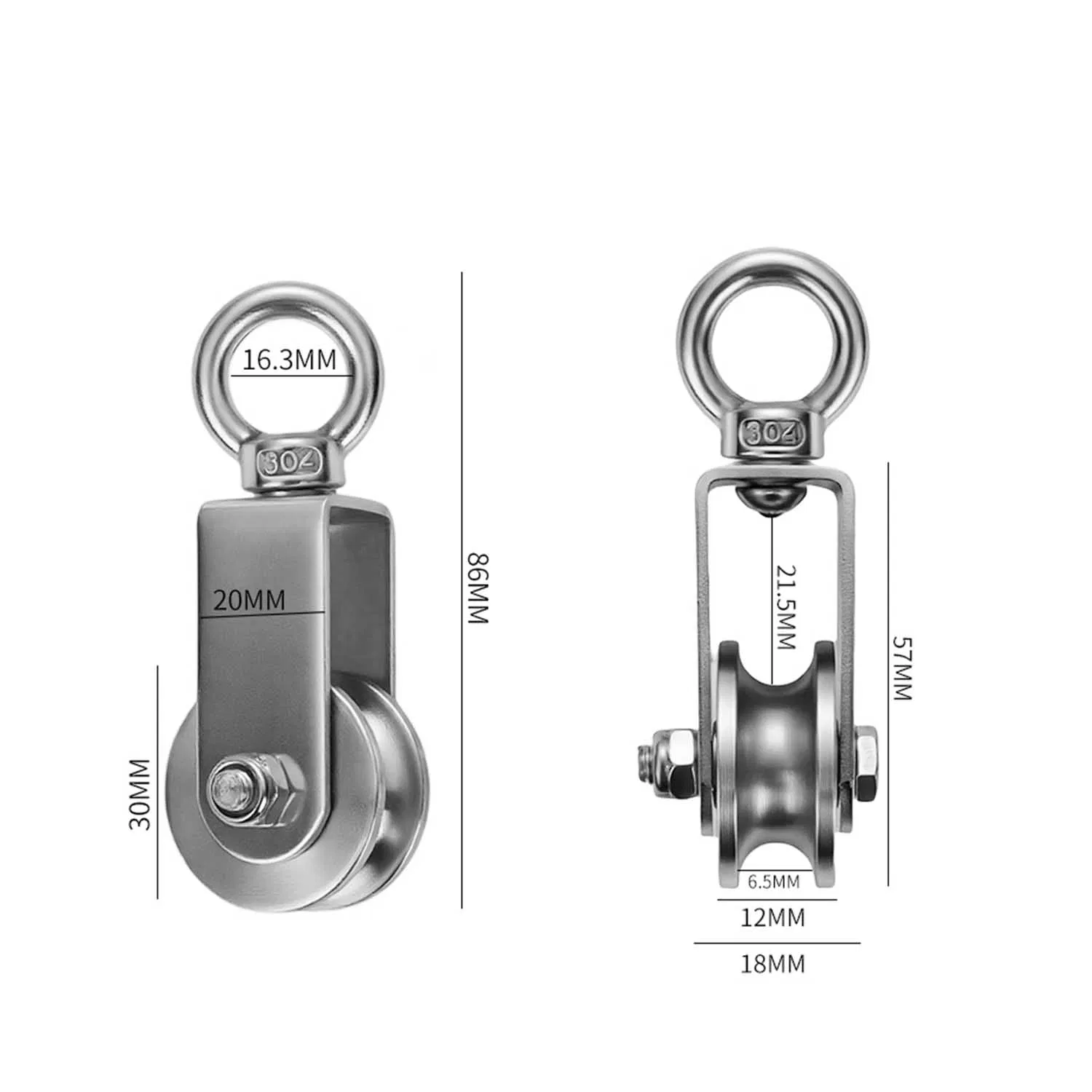 304 Stainless Steel Window Roller Cable Pulley Silence Swivel Pulley V/U/Y-Bearing Track Wheel