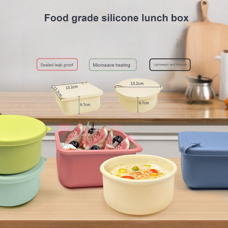 Silicone Lunch Box, Microwaveable Lunch Box for Heating, Insulated Lunch Box for Delivering Meals, Portable Gift, Outdoor Tableware Box
