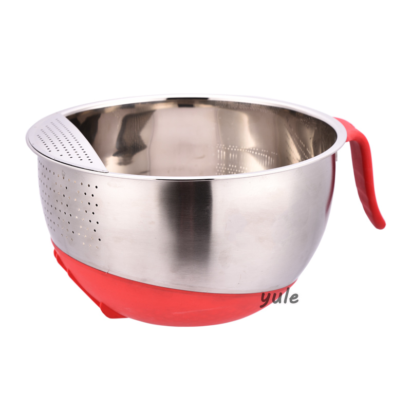 Stainless Steel Strainers Fine Mesh Filter Basket Rice / Vegetable / Fruit Wash Basin Colanders Stainless Steel Salad Bowl