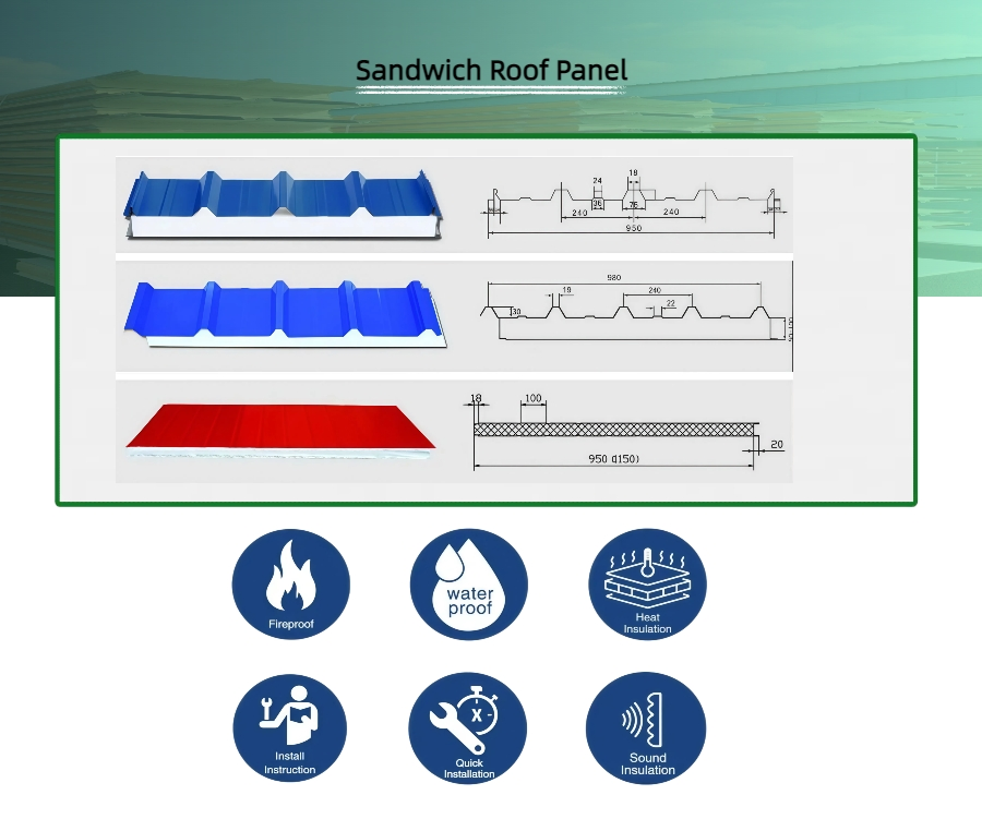 Roof Sandwich Panel with Cold Storage Insulation for Seafood Warehouse Roofs