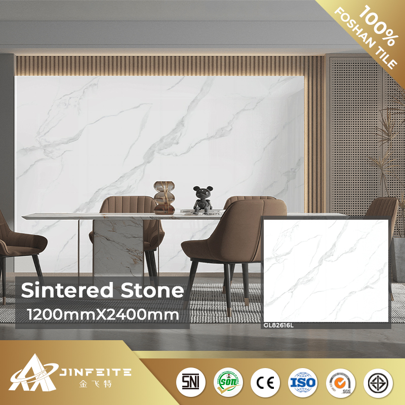 White Glossy Surface Marble Design Sintered Stone 1200*2400mm for Bedroom Wall Best Price