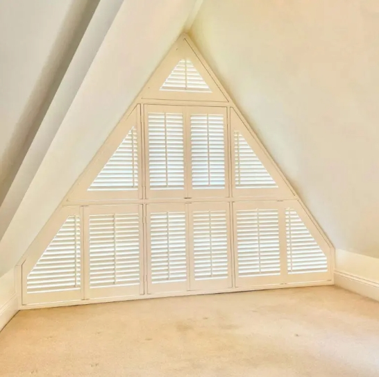 Customized Triangle Shaped Paulownia/Bass Wood Shutters