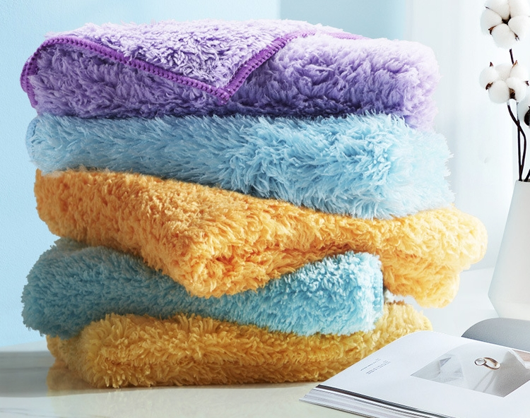 Esun Nonstick Oil Washable Super Absorbent Coral Fleece Dish Towels for Kitchen