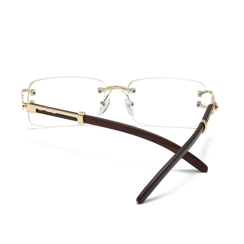 Clear Optic for Men Optical Frames Vintage Grain Rimless Reading Glasses