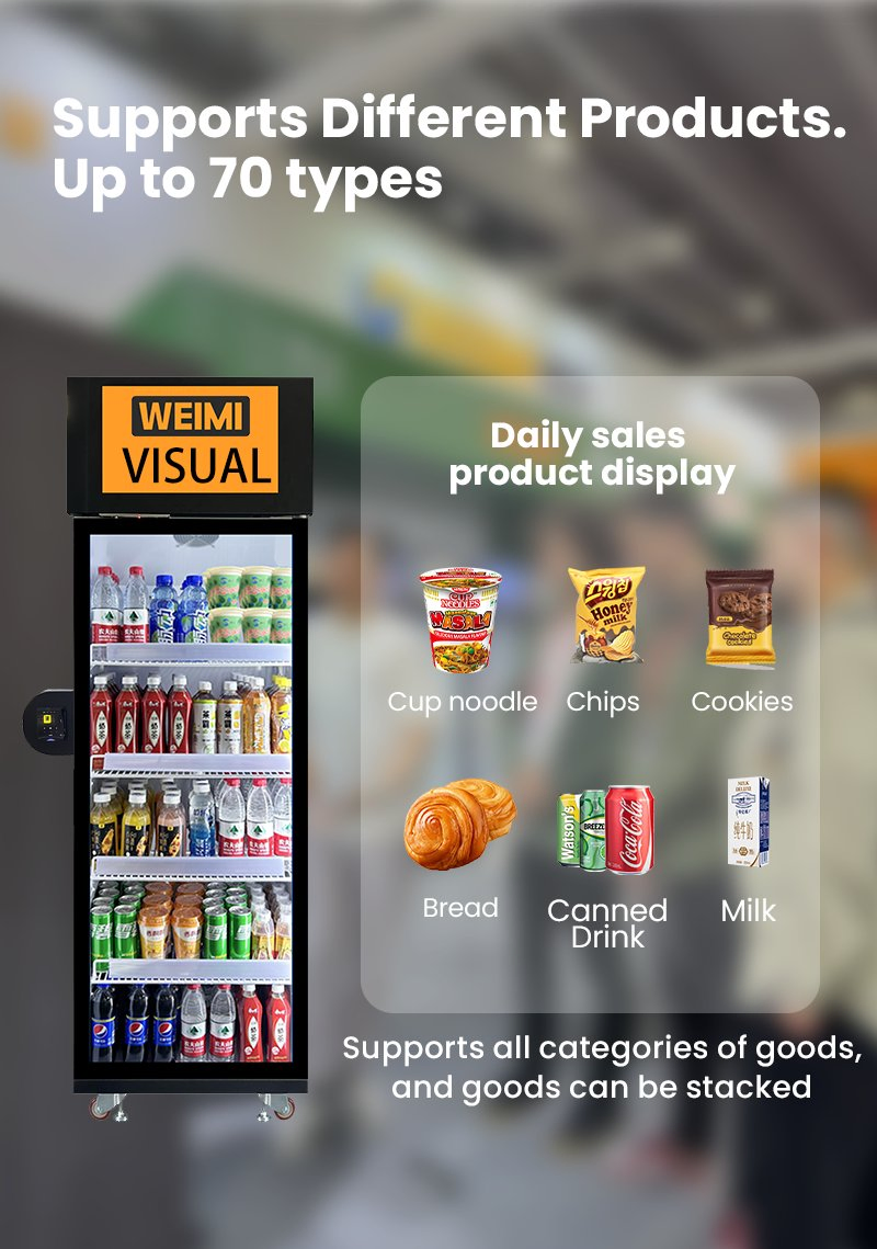 Weimi Smart AI Vending Machine - Environmental-Friendly, Self-Developed Algorithm, R290 Refrigerant for Food & Beverage