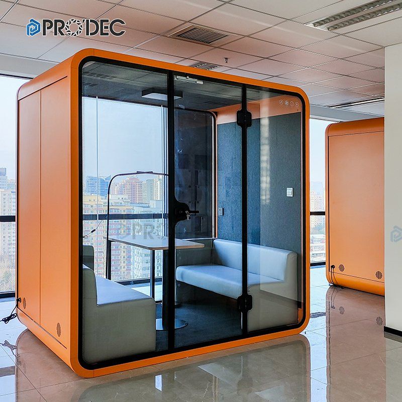 Indoor Modular Mobile 4 Person Privacy Acoustic Silence Soundproof Phone Booth Sound Proof Sleeping Study Work Meeting Office Pod