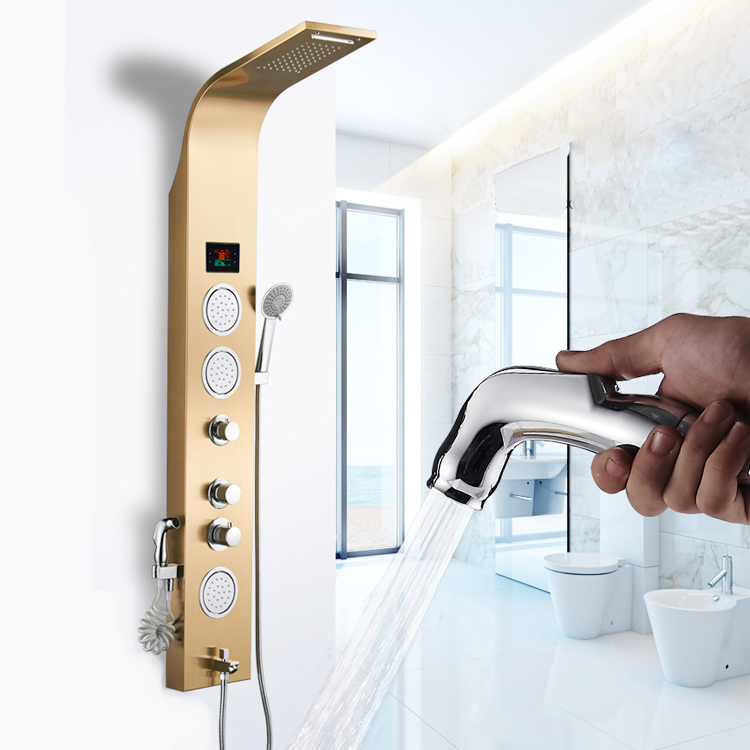 Stainless Steel Rainfall Wall-Mounted Shower Panel Shower Column