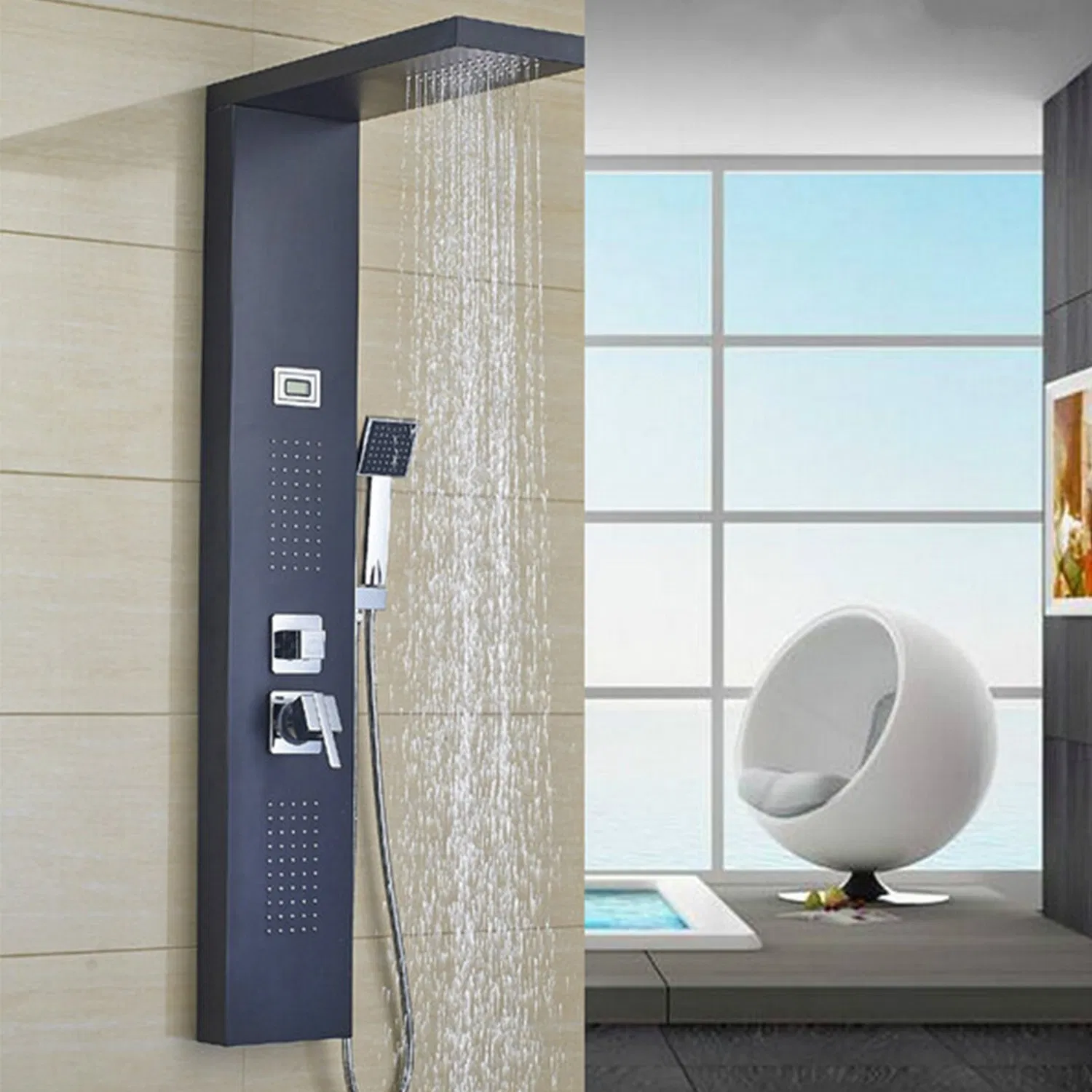Temperature Display 304 Stainless Steel Massage Rainfall Shower Bathroom Shower Wall Panel